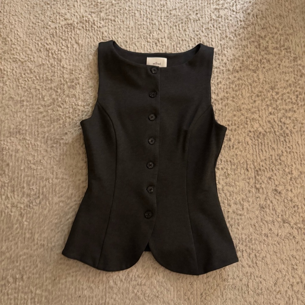 Aritzia Wilfred Dark Gray Button-Up Blouse